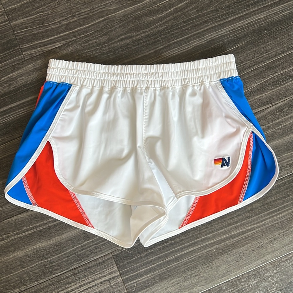 Aviator Nation White, Blue, and Red Athletic Shorts